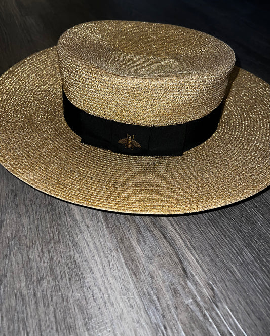 Gucci bee-embellished boater hat